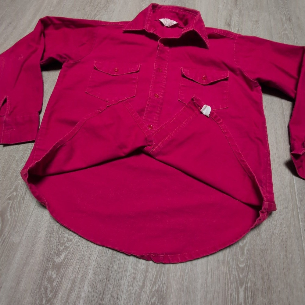Vintage 70s Frostproof Red Chamois Long Sleeve Work Shirt Mens M Red Workwear - Picture 6 of 9